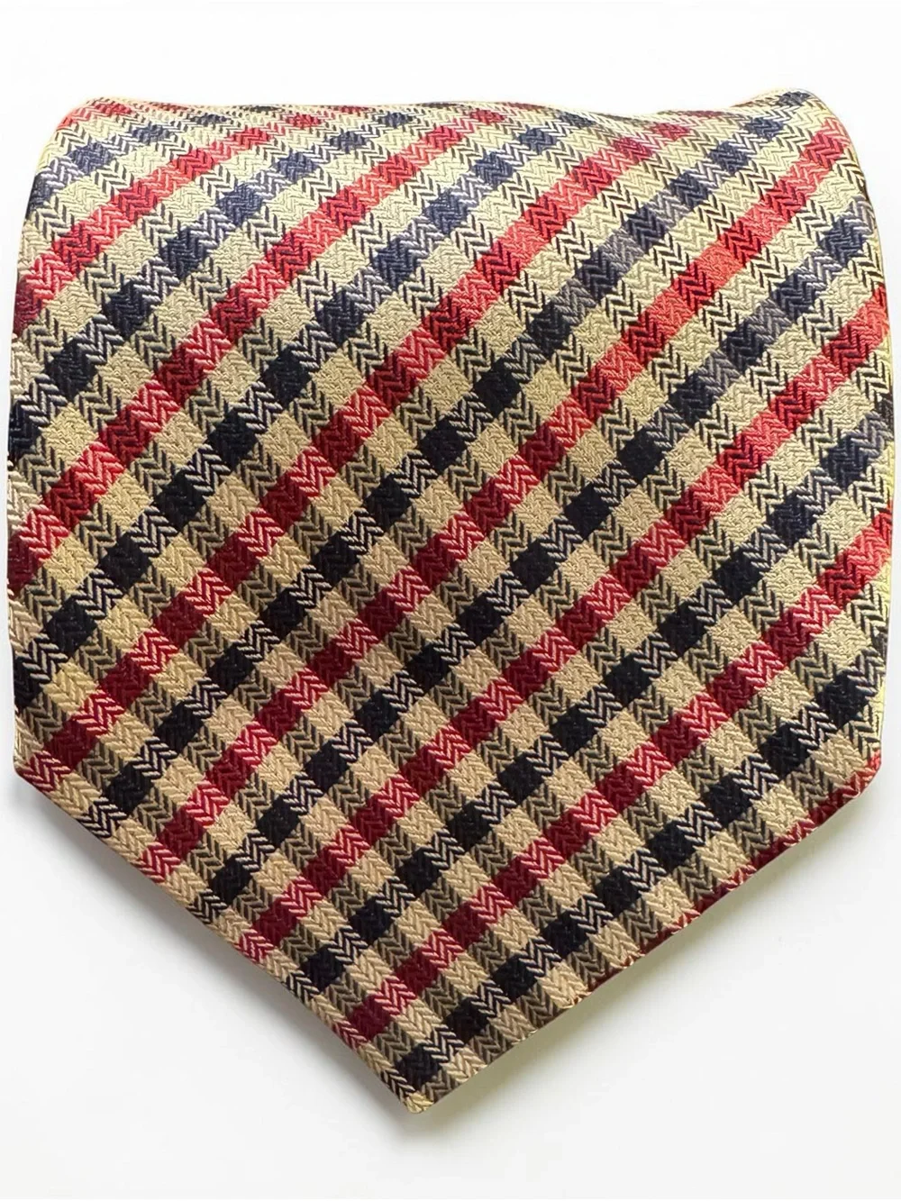 Burberry Silk Plaid Tie Red Blue